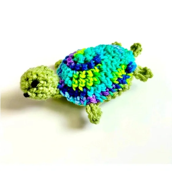 HAND CRAFTED Crochet Potent Organic Catnip Amigurumi Colorful Turtle Cat Toy - Picture 4 of 5